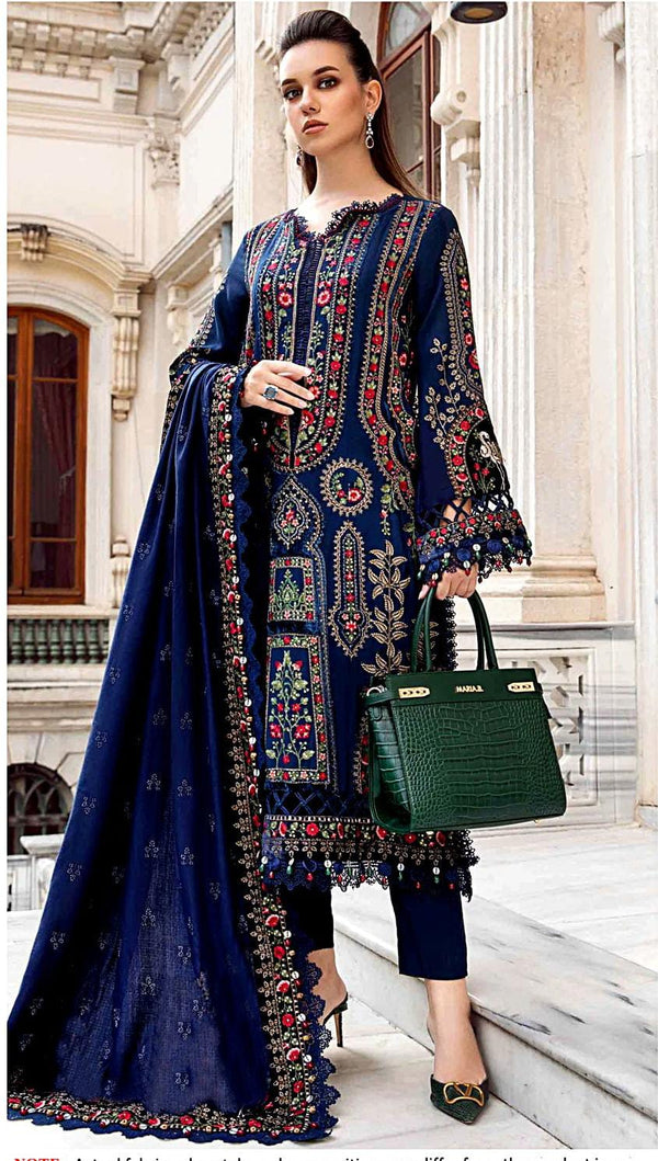 Maria B. 157- 01 3PC Luxury Dhanak |Embroidered Dhanak Shawl