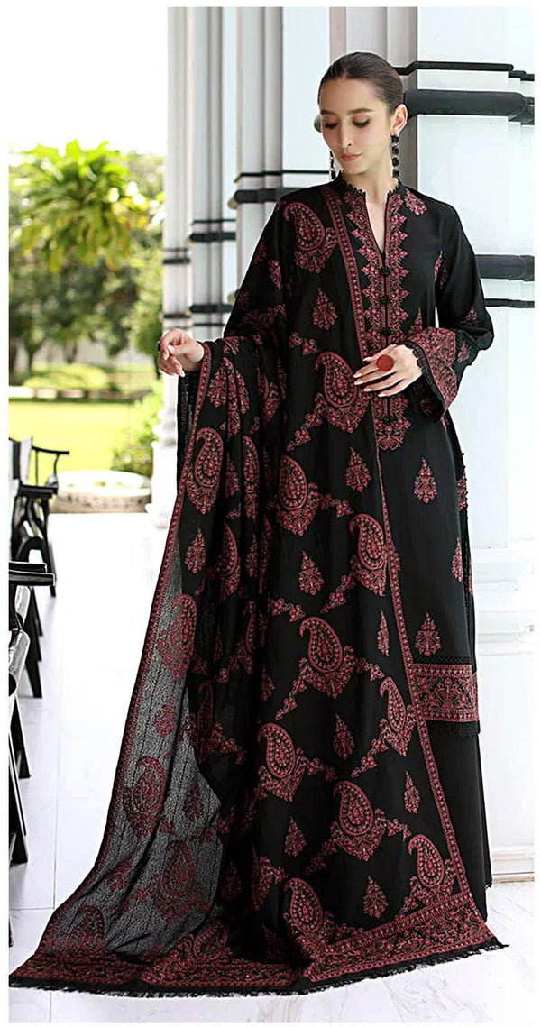Fiza - Winter Dhanak 3PC With Heavy Emboridered Shawl | Zaroon Unstitched Luxe