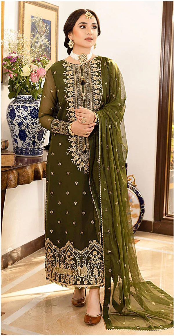 AJSM-43 EMBROIDERED CHIFFON GEORGETTE 3 PCS