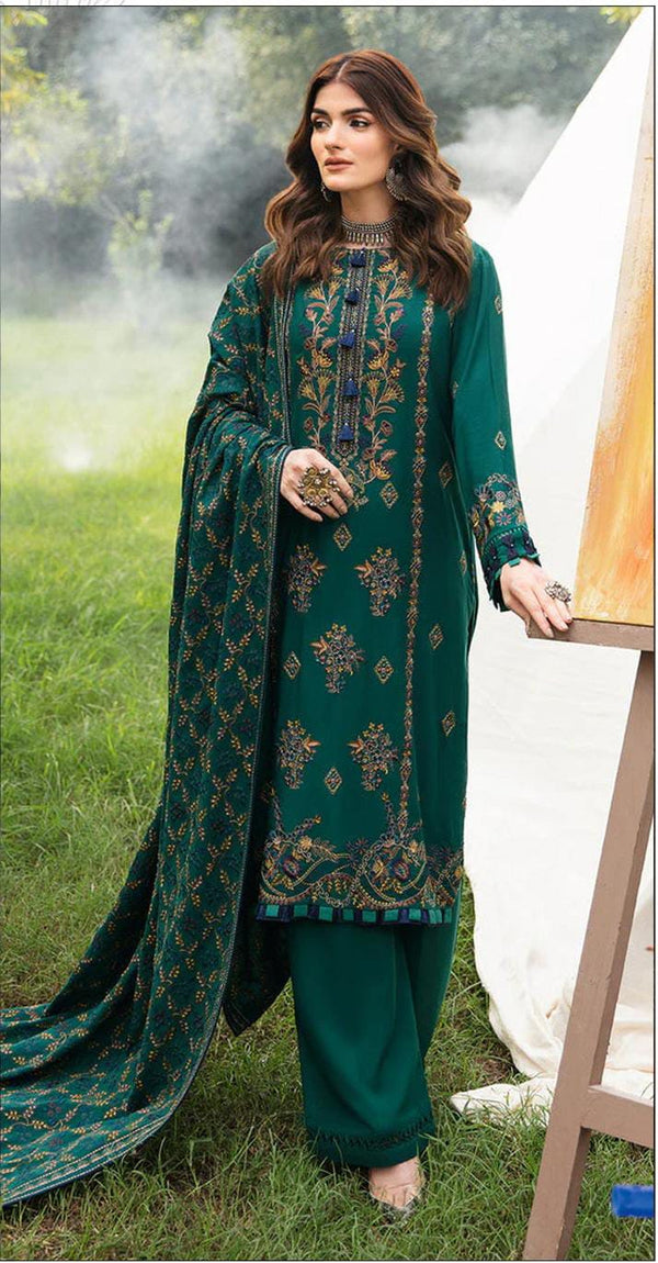 Grace W490-Embroidered 3pc marina dress with Embroidered marina shawl.