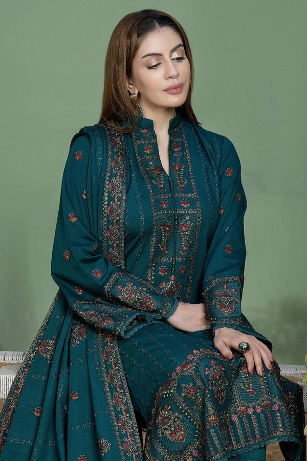 Highly Recommended SR-AJ940 Unstitched Fully Embroidered Dhanak Suit With 4 Sided Embroidered Dhanak Shawl